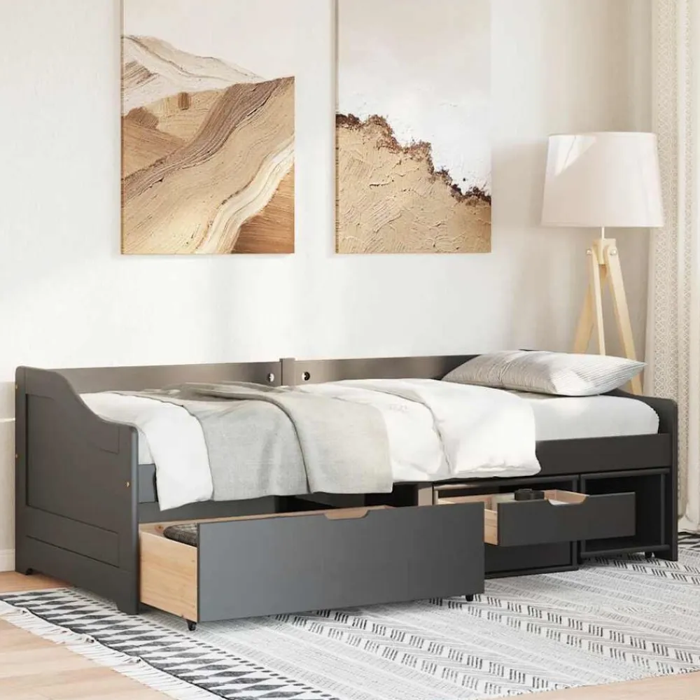 vidaXL Camas Y Accesorios-Diván con 3 cajones sin colchón IRUN 90x200 cm