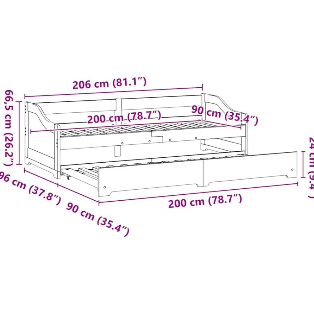 vidaXL Diván con nido sin colchón "IRUN" 90x200 cm Marrón Clearance