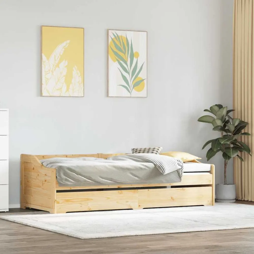 vidaXL Diván con nido sin colchón "IRUN" 90x200 cm Marrón Clearance