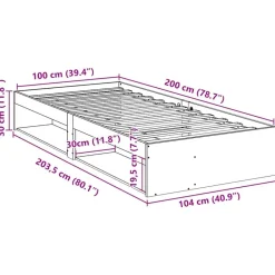 vidaXL Camas Y Accesorios-Diván sin colchón 100x200 cm madera maciza de pino