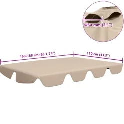 vidaXL Dosel de repuesto columpio de jardín 188/168x145/110 cm Beige Discount