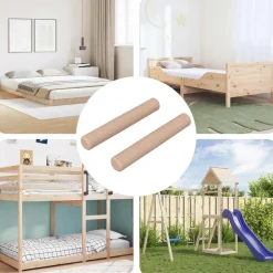 vidaXL Dowel de madera 2 pcs Natural Ø 6 x 40 mm Madera sólida Sale