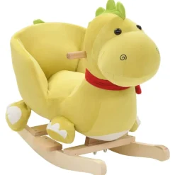 vidaXL Dragón balancín de peluche con respaldo verde lima 60x32x53 cm Outlet
