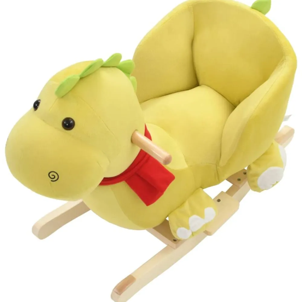 vidaXL Dragón balancín de peluche con respaldo verde lima 60x32x53 cm Outlet