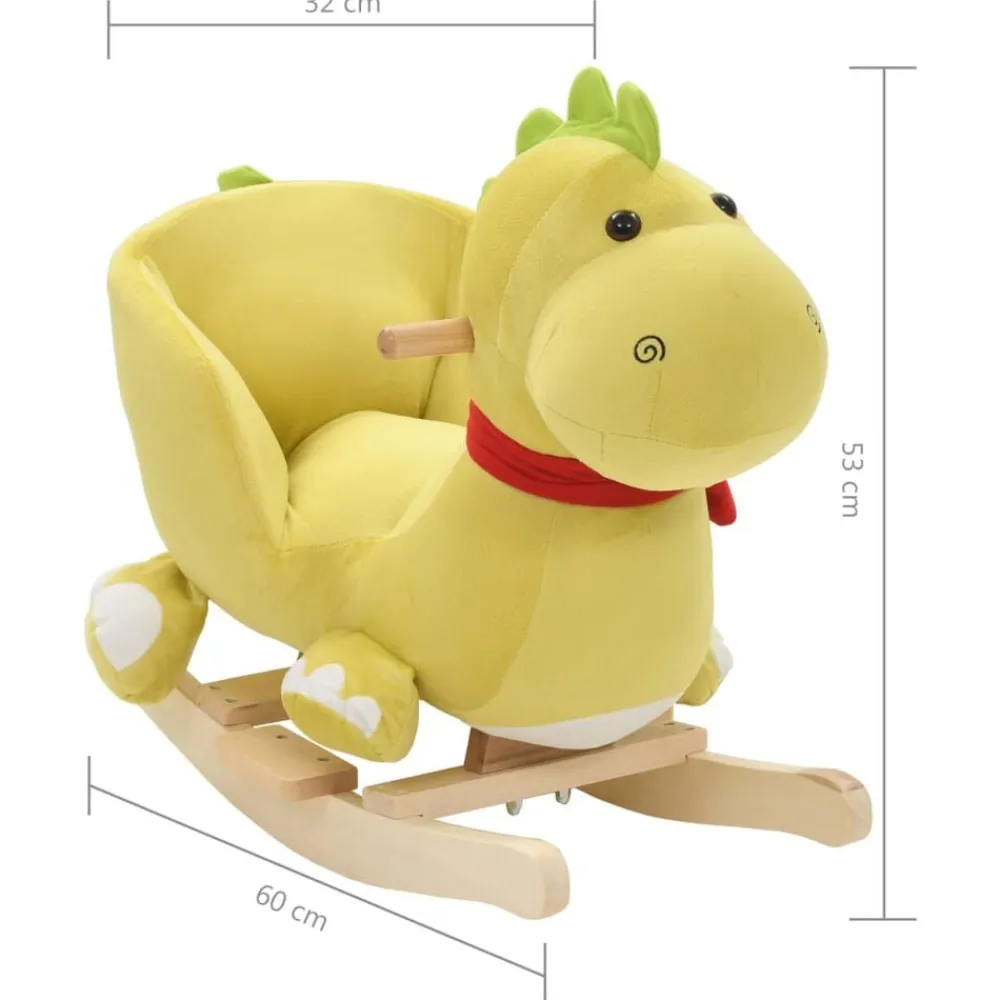 vidaXL Dragón balancín de peluche con respaldo verde lima 60x32x53 cm Outlet