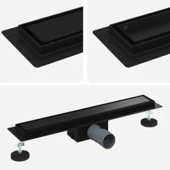 vidaXL Drenaje de ducha 2 en 1 50 cm Acero inoxidable 304 Negro Best