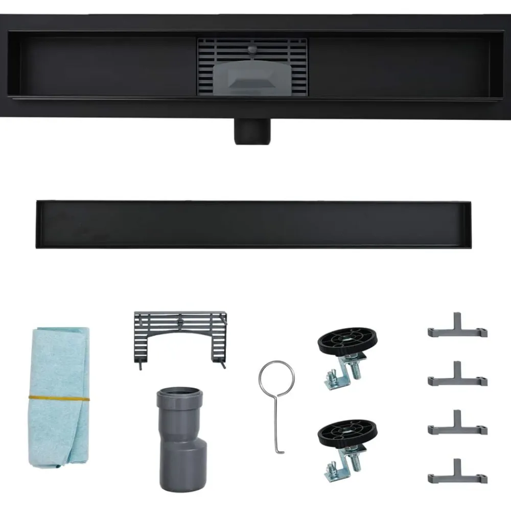 vidaXL Drenaje de ducha 2 en 1 50 cm Acero inoxidable 304 Negro Best