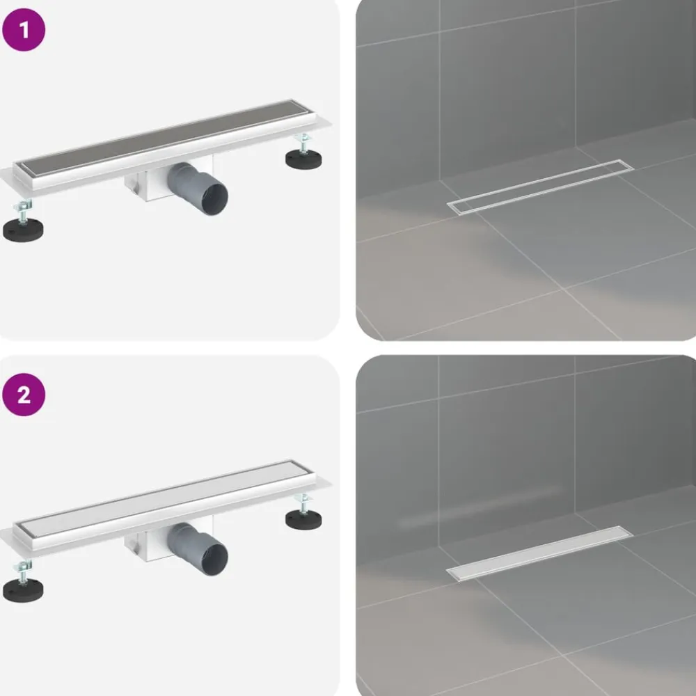 vidaXL Fontanería-Drenaje de ducha 2 en 1 50 cm Acero inoxidable 304