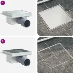 vidaXL Drenaje de ducha 2 en 1 Plateado 15 x 15 cm Clearance
