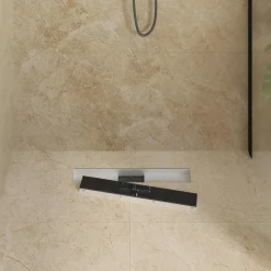 vidaXL Fontanería-Drenaje de ducha con tapa de vidrio Negro 50 cm