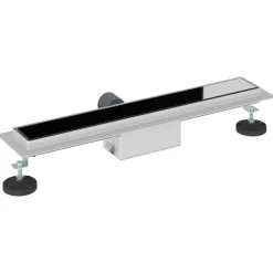 vidaXL Fontanería-Drenaje de ducha con tapa de vidrio Negro 50 cm