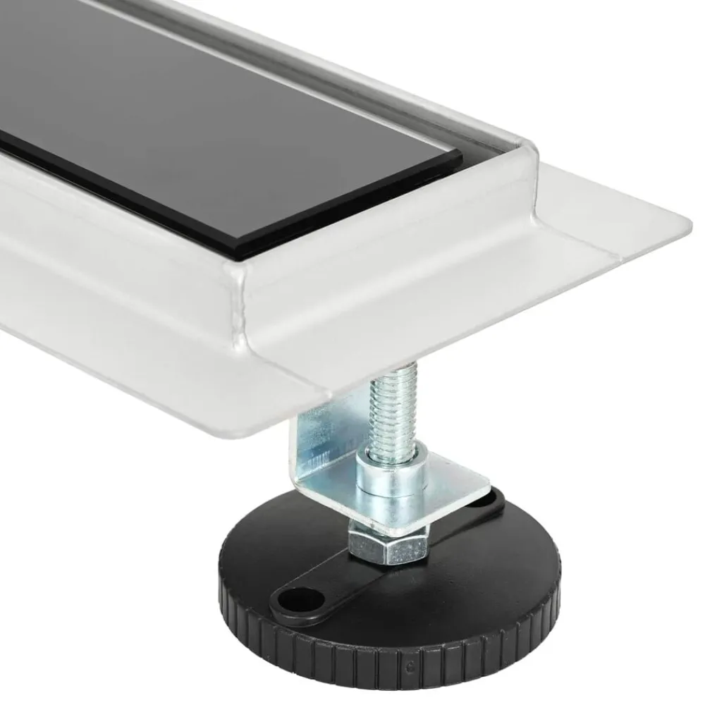 vidaXL Fontanería-Drenaje de ducha con tapa de vidrio Negro 50 cm