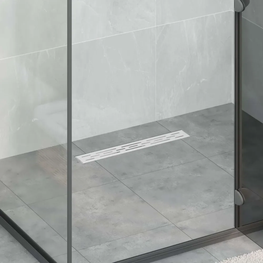 vidaXL Fontanería-Drenaje de ducha con diseño de línea Plateado 50 cm
