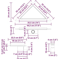 vidaXL Drenaje de Ducha Triangular 2 en 1 Plateado 32 x 32 x 7,5 cm Online