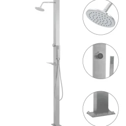vidaXL Ducha de exterior de acero inoxidable recta New