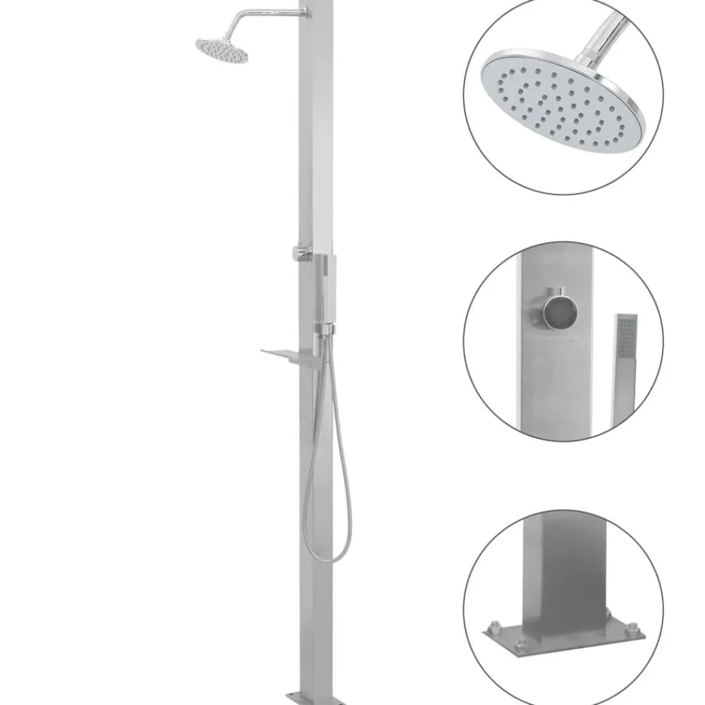 vidaXL Ducha de exterior de acero inoxidable recta New