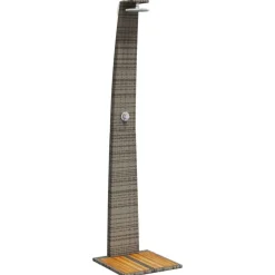 vidaXL Piscina Y Spa-Ducha de exterior ratán PE y madera acacia 55x60x224 cm