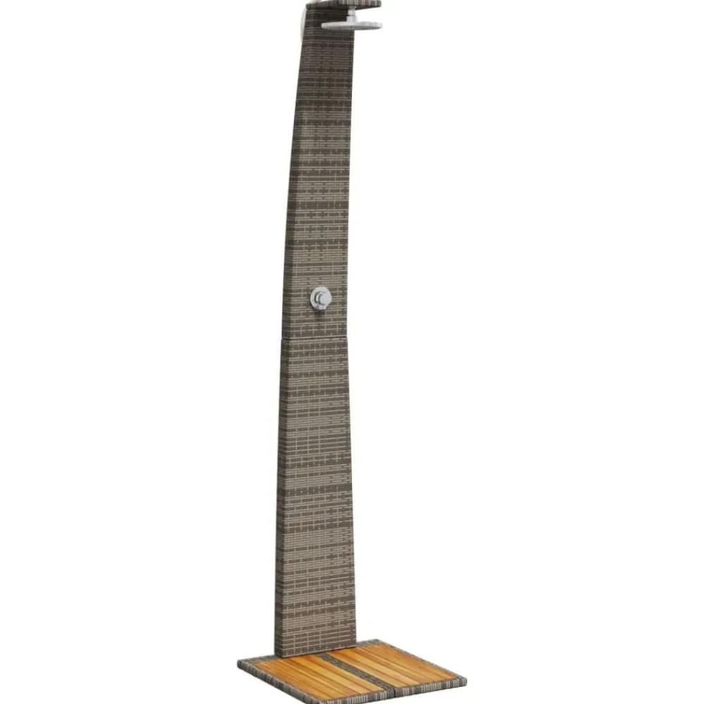 vidaXL Piscina Y Spa-Ducha de exterior ratán PE y madera acacia 55x60x224 cm