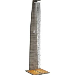 vidaXL Piscina Y Spa-Ducha de exterior ratán PE y madera acacia 55x60x224 cm