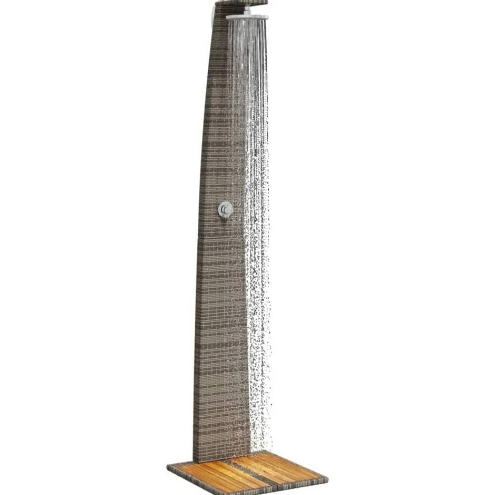vidaXL Piscina Y Spa-Ducha de exterior ratán PE y madera acacia 55x60x224 cm