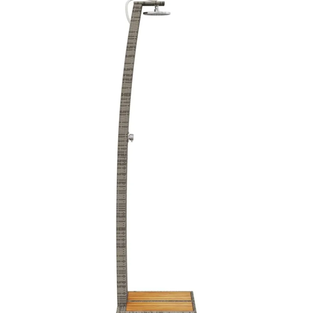 vidaXL Piscina Y Spa-Ducha de exterior ratán PE y madera acacia 55x60x224 cm