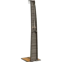 vidaXL Piscina Y Spa-Ducha de exterior ratán PE y madera acacia 55x60x224 cm