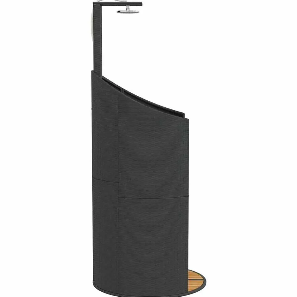 vidaXL Piscina Y Spa-Ducha de exterior ratán PE y acacia 100x100x241,5 cm