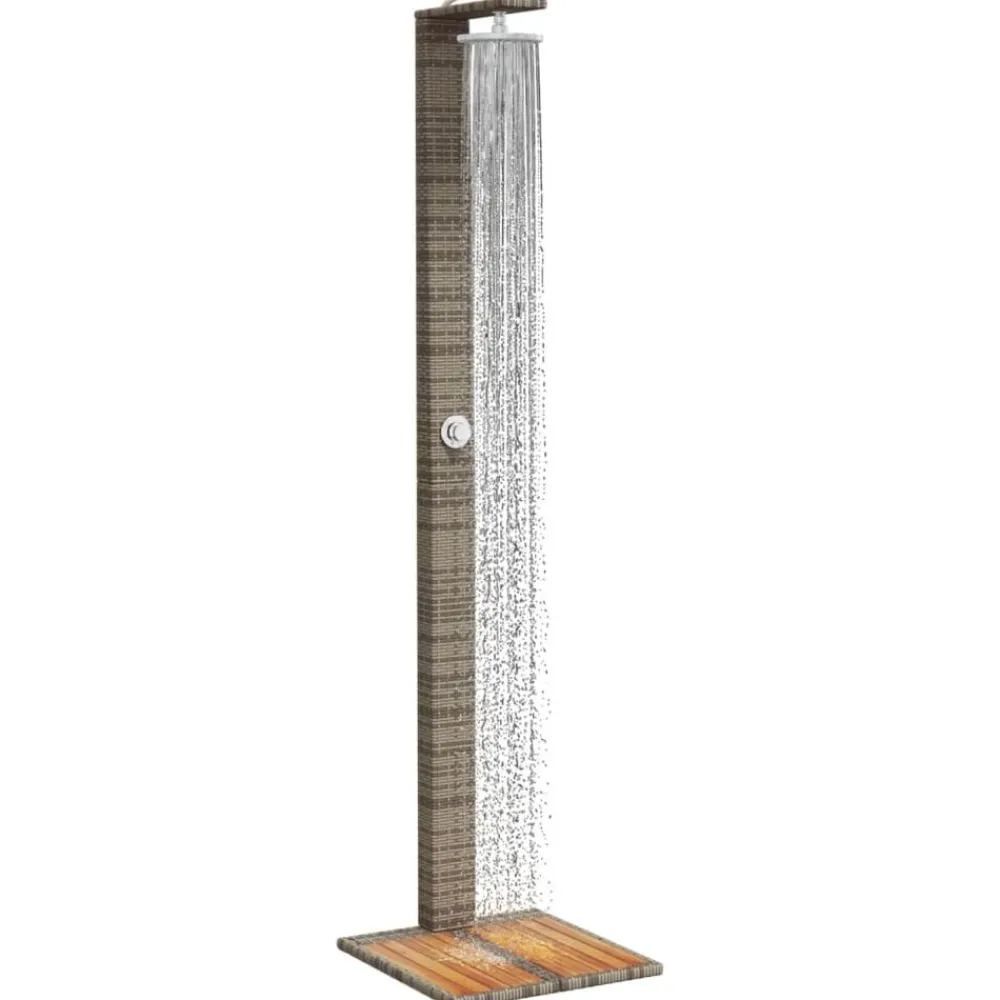 vidaXL Piscina Y Spa-Ducha de exterior ratán PE y madera acacia 50x55x224 cm