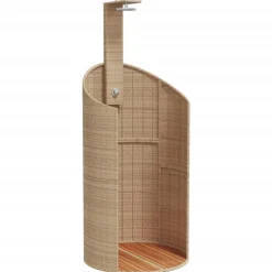 vidaXL Piscina Y Spa-Ducha de exterior ratán PE y acacia 100x100x241,5 cm