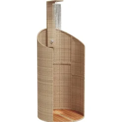 vidaXL Piscina Y Spa-Ducha de exterior ratán PE y acacia 100x100x241,5 cm