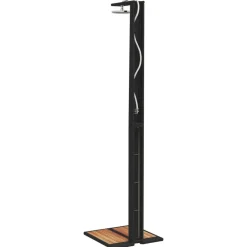 vidaXL Ducha de exterior ratán PE y madera acacia 50x55x224 cm Negro Outlet