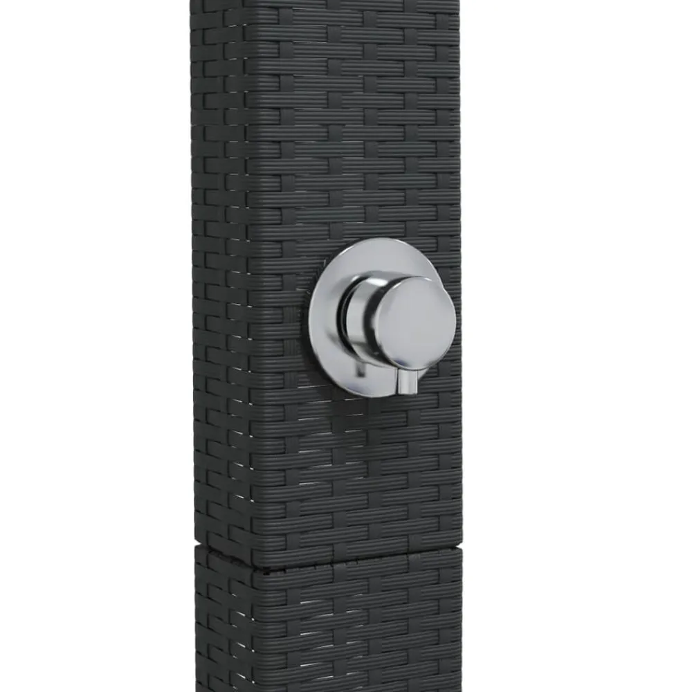 vidaXL Ducha de exterior ratán PE y madera acacia 50x55x224 cm Negro Outlet