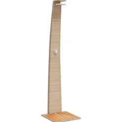 vidaXL Piscina Y Spa-Ducha de exterior ratán PE y madera acacia 55x60x224 cm
