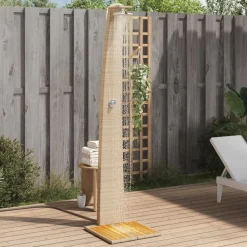 vidaXL Piscina Y Spa-Ducha de exterior ratán PE y madera acacia 55x60x224 cm