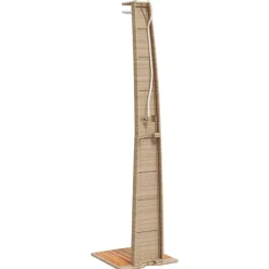 vidaXL Piscina Y Spa-Ducha de exterior ratán PE y madera acacia 55x60x224 cm