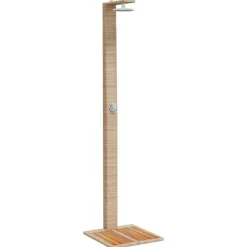 vidaXL Ducha de exterior ratán PE y madera acacia 50x55x224 cm Beige