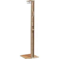vidaXL Ducha de exterior ratán PE y madera acacia 50x55x224 cm Beige