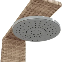 vidaXL Ducha de exterior ratán PE y madera acacia 50x55x224 cm Beige