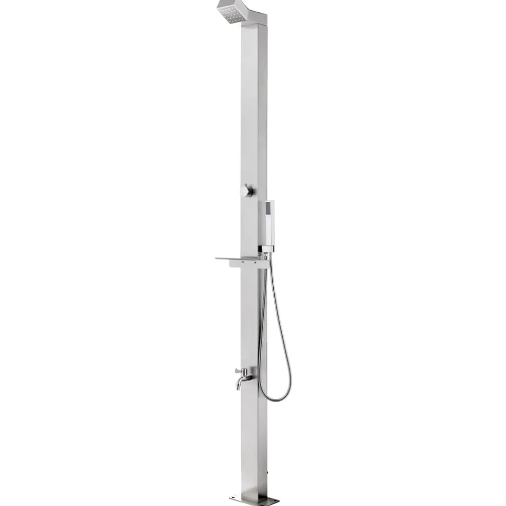vidaXL Piscina Y Spa-Ducha de jardín acero inoxidable 220 cm