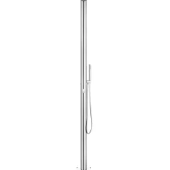 vidaXL Piscina Y Spa-Ducha de jardín con base marrón 225 cm acero inoxidable