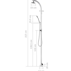 vidaXL Ducha de jardín con base 220 cm aluminio Gris Best