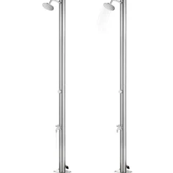 vidaXL Ducha de jardín con base marrón 220 cm acero inoxidable Marr&oacute;n Hot