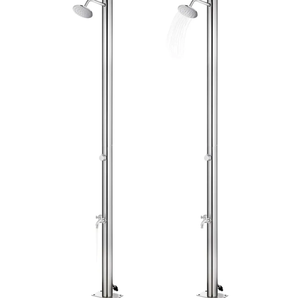 vidaXL Ducha de jardín con base marrón 220 cm acero inoxidable Marrón Hot