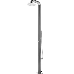 vidaXL Piscina Y Spa-Ducha de jardín con base 230 cm acero inoxidable