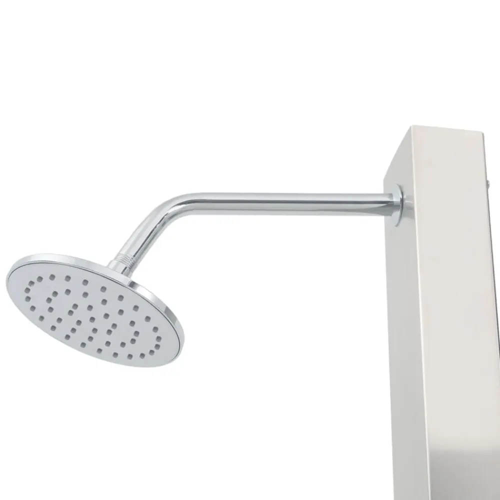 vidaXL Ducha de jardín con plato acero inoxidable WPC Marrón Outlet