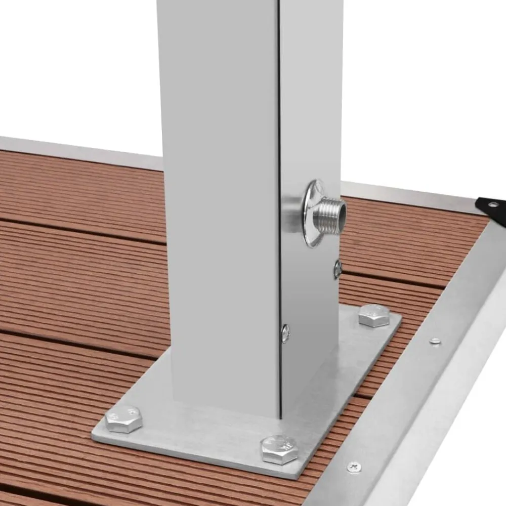 vidaXL Ducha de jardín con plato acero inoxidable WPC Marrón Outlet