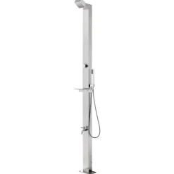 vidaXL Piscina Y Spa-Ducha de jardín con base 225 cm acero inoxidable