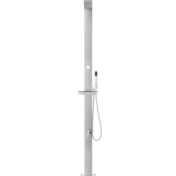 vidaXL Piscina Y Spa-Ducha de jardín con base 225 cm acero inoxidable