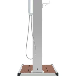 vidaXL Ducha de jardín con plato acero inoxidable WPC Marrón Outlet