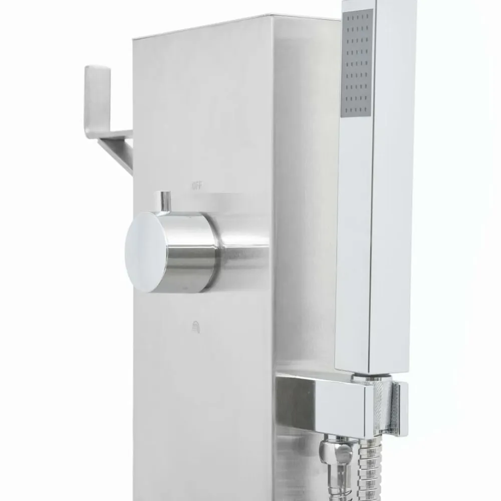 vidaXL Ducha de jardín con plato acero inoxidable WPC Marrón Outlet